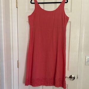 Eileen Fisher  100% Irish Linen Coral Sleeveless Dress L/XL Great condition